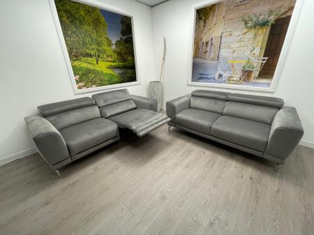 Natuzzi C106 Tranquilitta Power recliner 3 & static 2 Grey velvet sofa